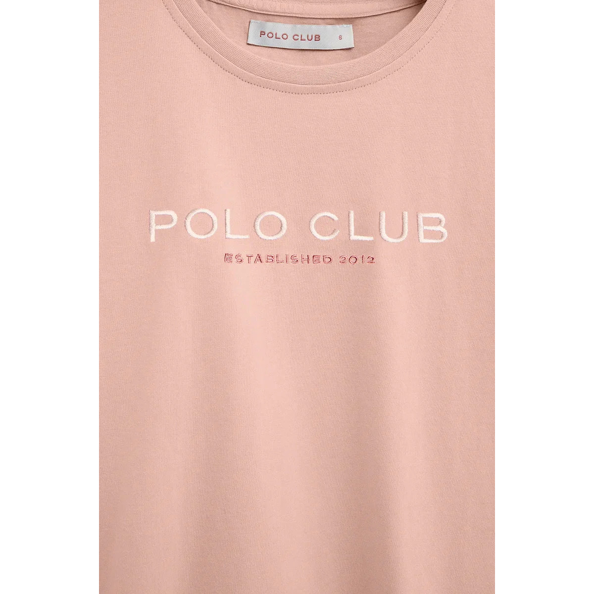 Maglietta rosa pallido a maniche corte con ricamo Established 2012 Polo Club