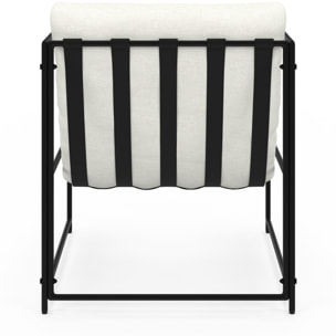 Fauteuil Penelope en tissu blanc et pieds métal noirs