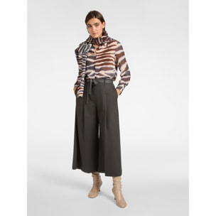 Elena Mirò - Camicia stampata animalier - Marrone