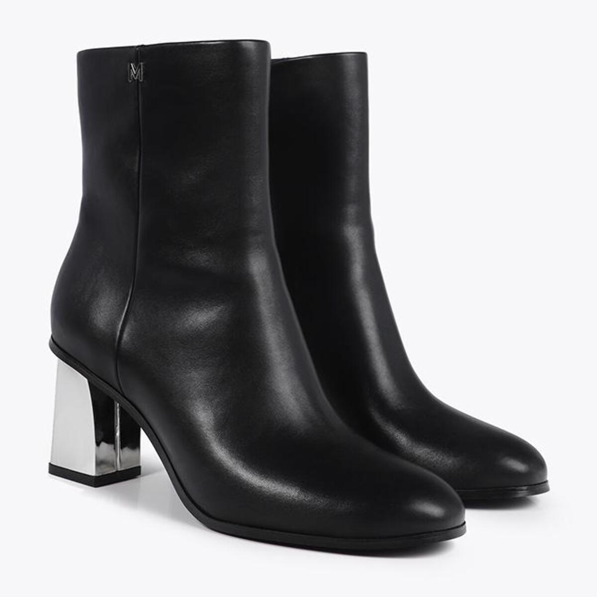 Stivaletto con Tacco Effetto Metallico