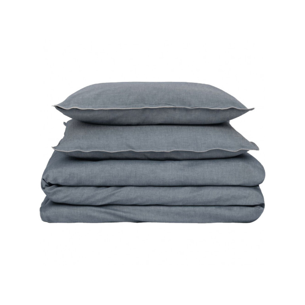 Lot de 2 taies d'oreiller en coton chambray gris 63x63cm - FRIOUL