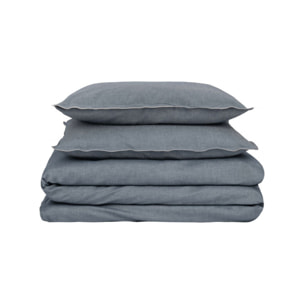 Lot de 2 taies d'oreiller en coton chambray gris 63x63cm - FRIOUL