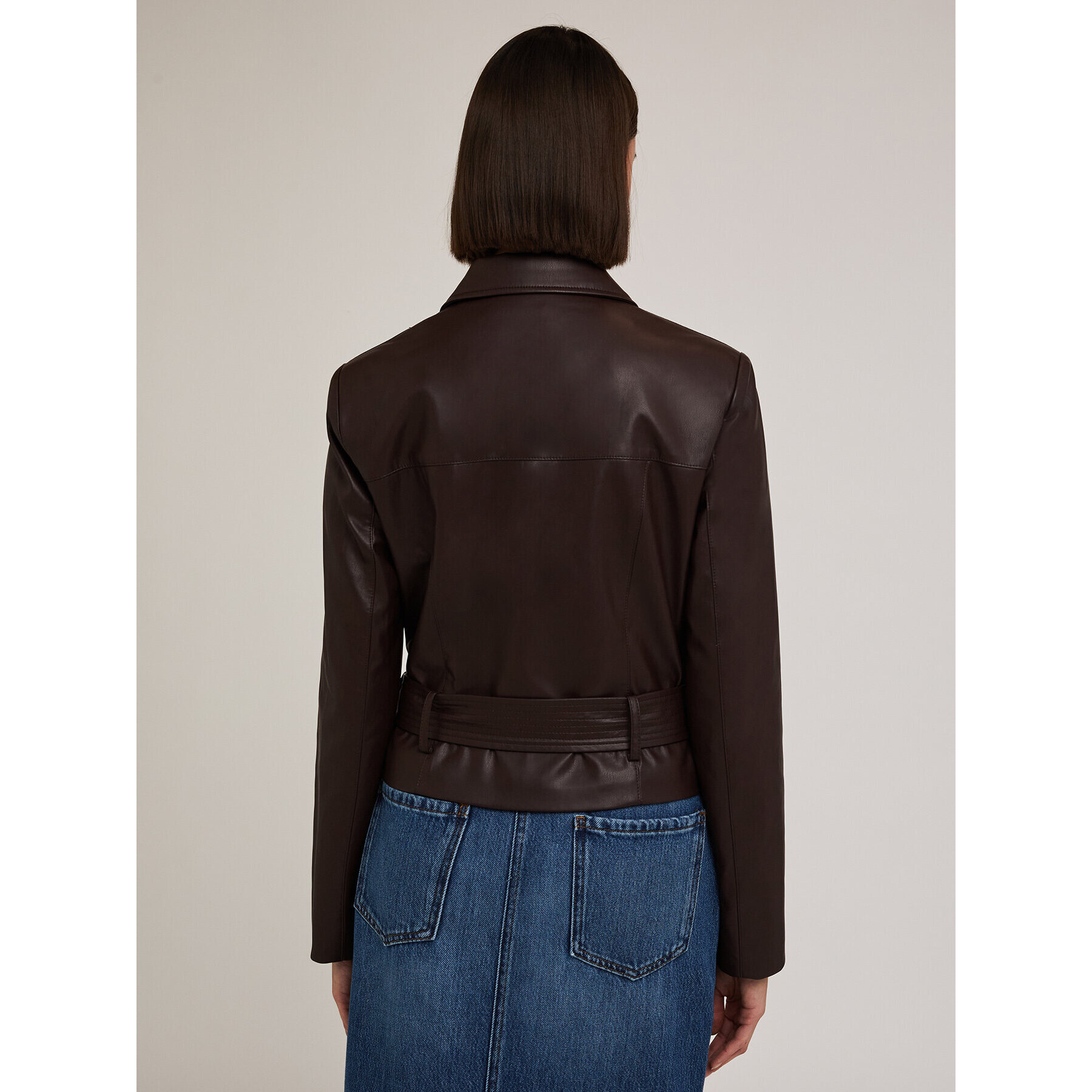 Motivi - Chaqueta de tejido revestido con cinturón - Marrón