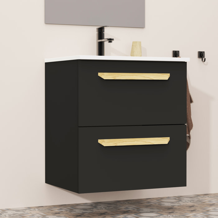 Ensemble de salle de bain MELODY 2C, Alday, 60 cm, Noir mat