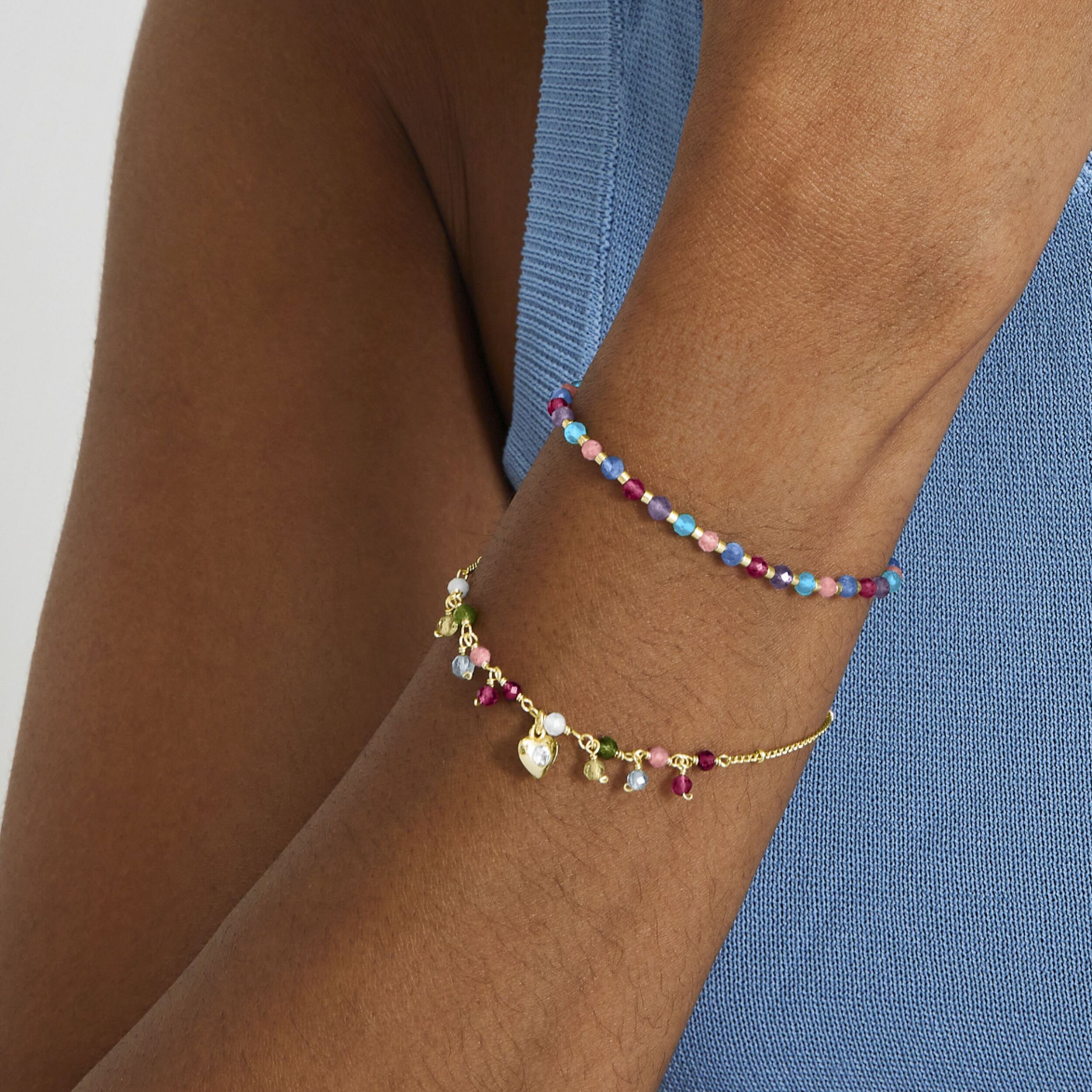 Pulsera de Cristal Morado acabada en oro amarillo de 18K