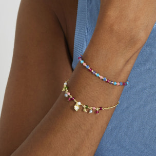 Pulsera de Cristal Morado acabada en oro amarillo de 18K