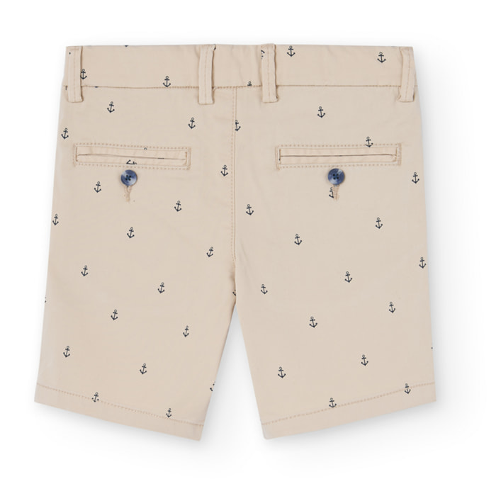 Bermudas estampadas en satén de color beige, Bermudas, niño