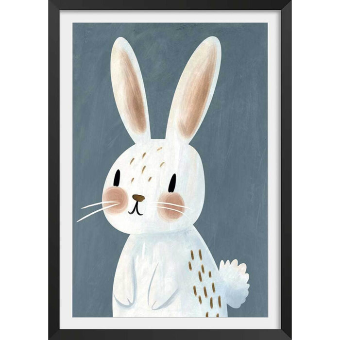 Affiche enfant coco lapin  Affiche + cadre en bois - Noir