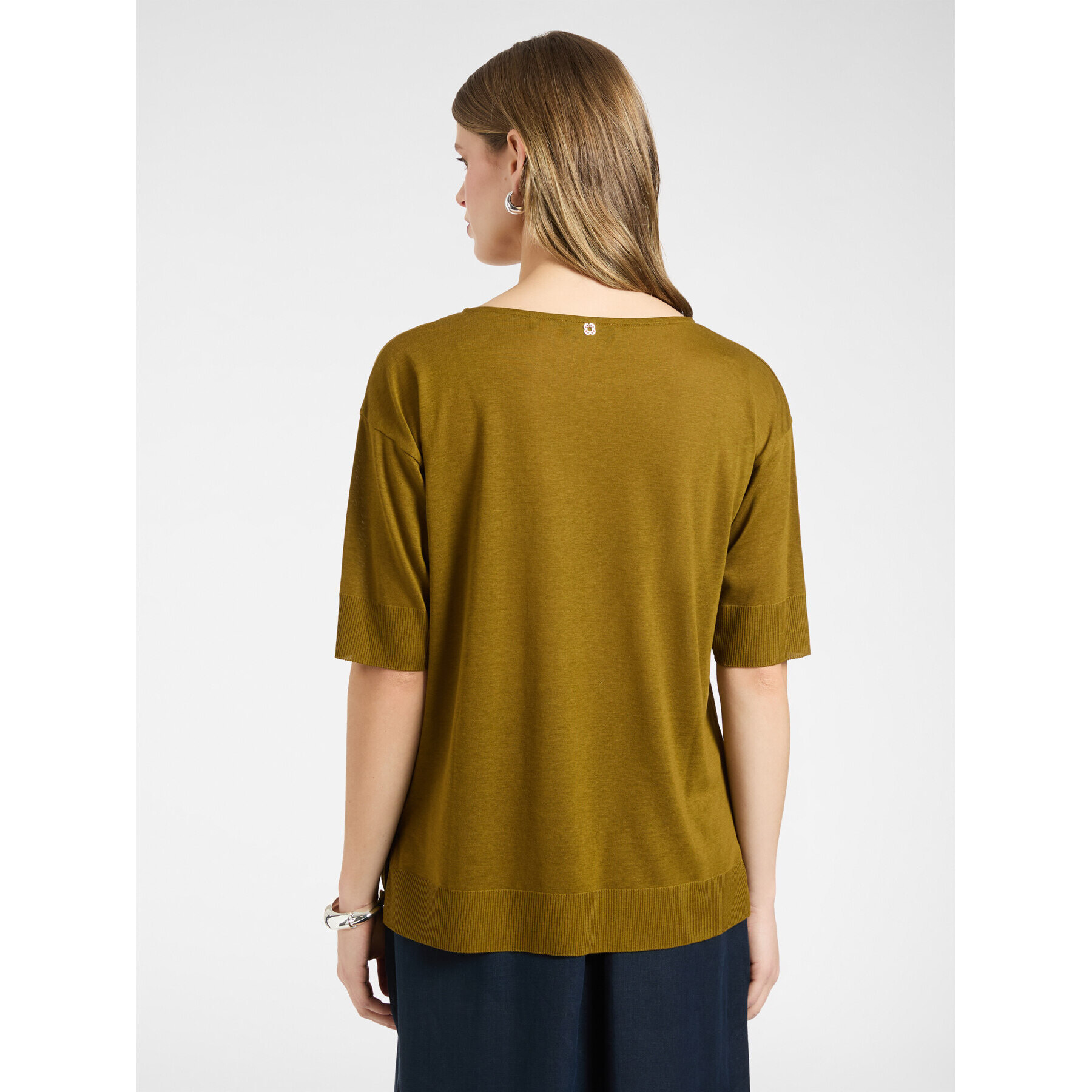 Elena Mirò - Camiseta de hilo mixto lyocell - Verde militare