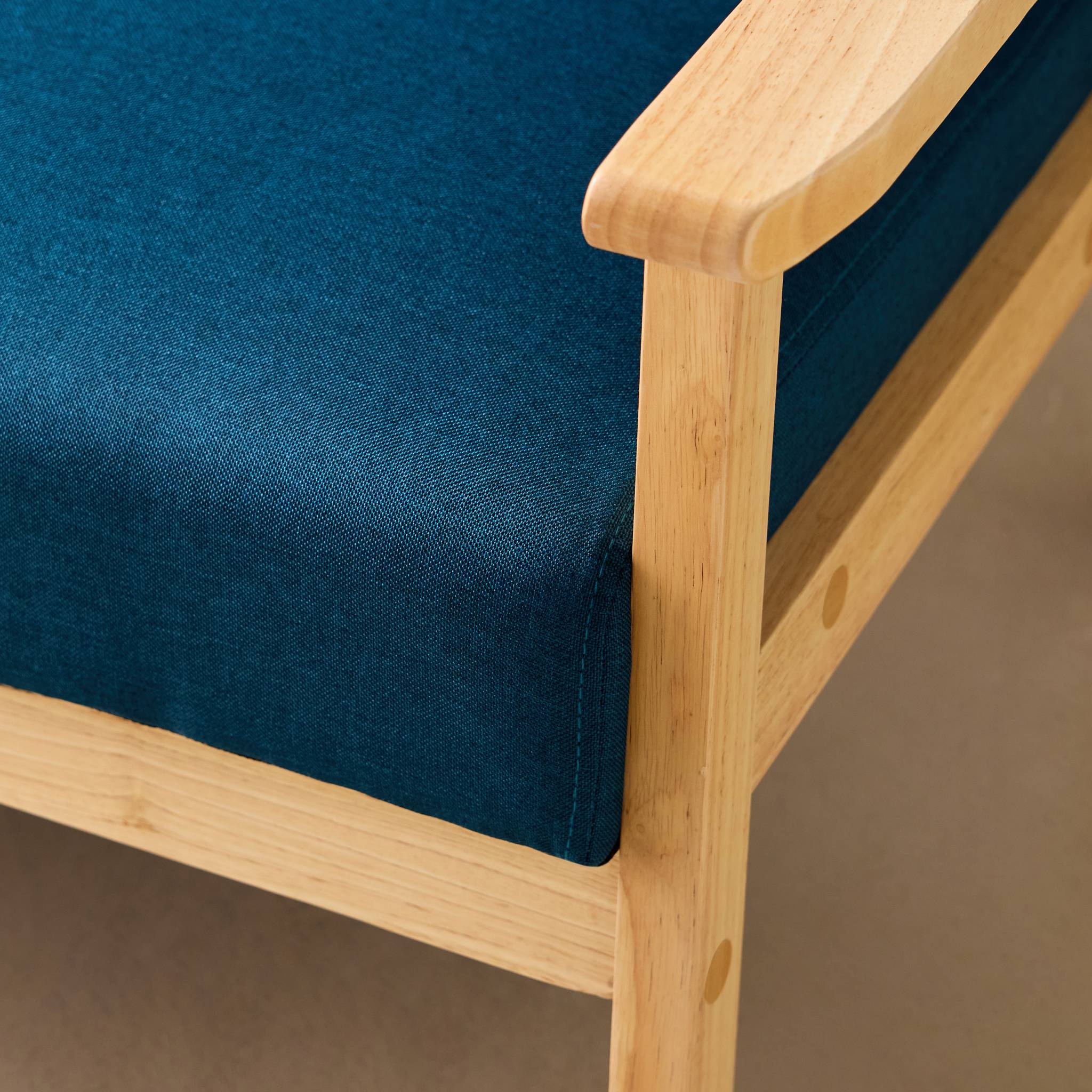 Canapé banquette 2 places bois d'hévéa tissu ISAK