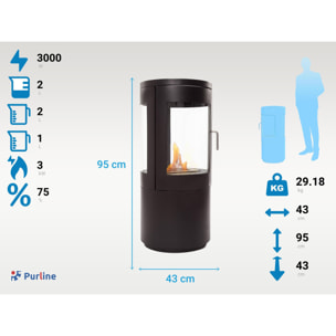 Poêle à éthanol 3kW en acier noir