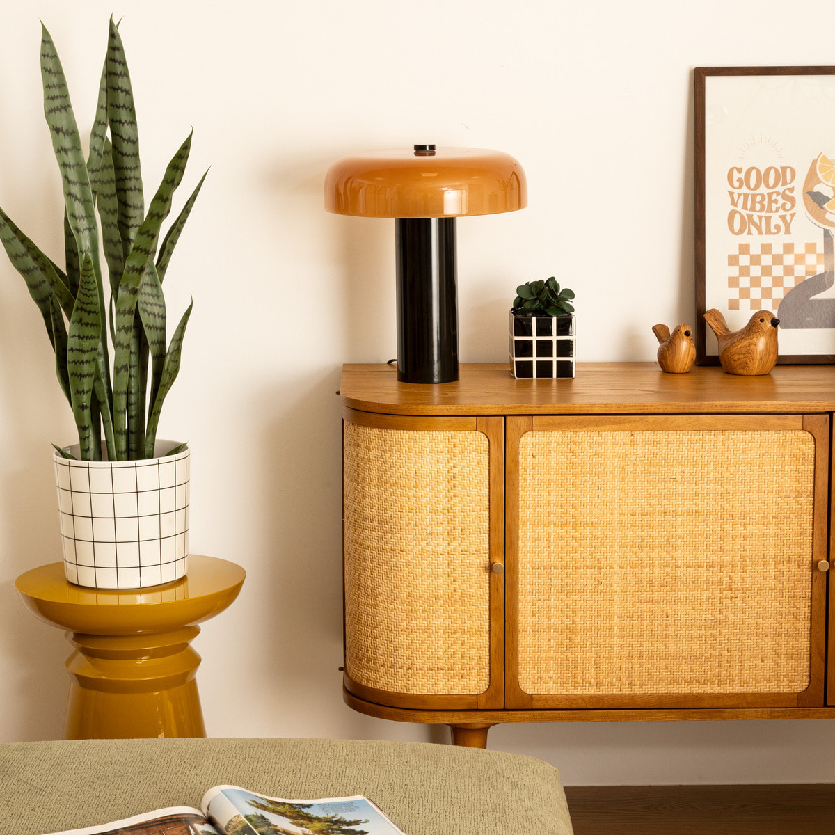 Lampe cylindrique Jody verre ambre H37cm