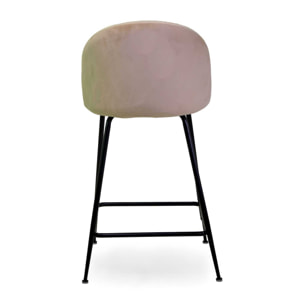 Sgabello Sammi Vacchetti in velluto crema con struttura nera cm44x48h91