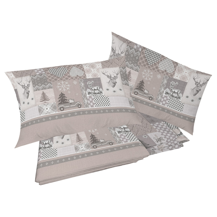 Completo letto alpi beige 100% cotone