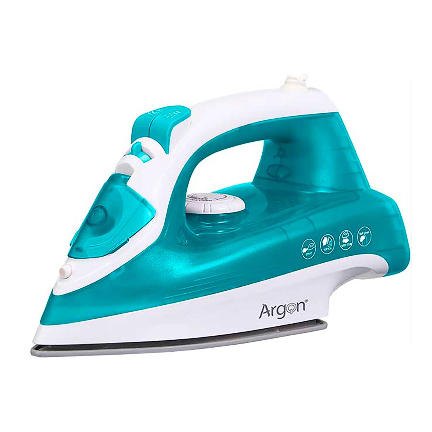 Plancha verde con suela cerámica, 2200W de potencia y 200ml de capacidad.