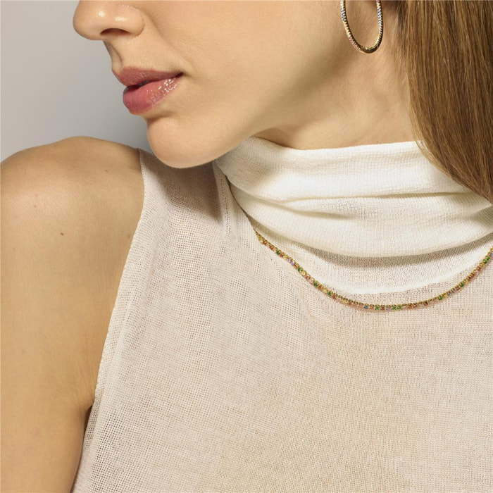 Pendientes con Circonita Brillante acabado oro 18k