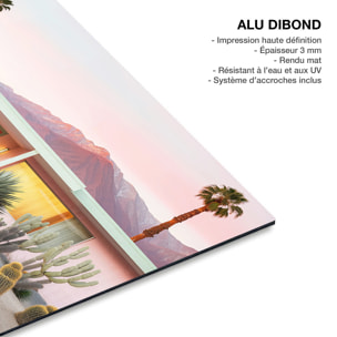 Tableau maison rose à toit plat Tableau alu Dibond