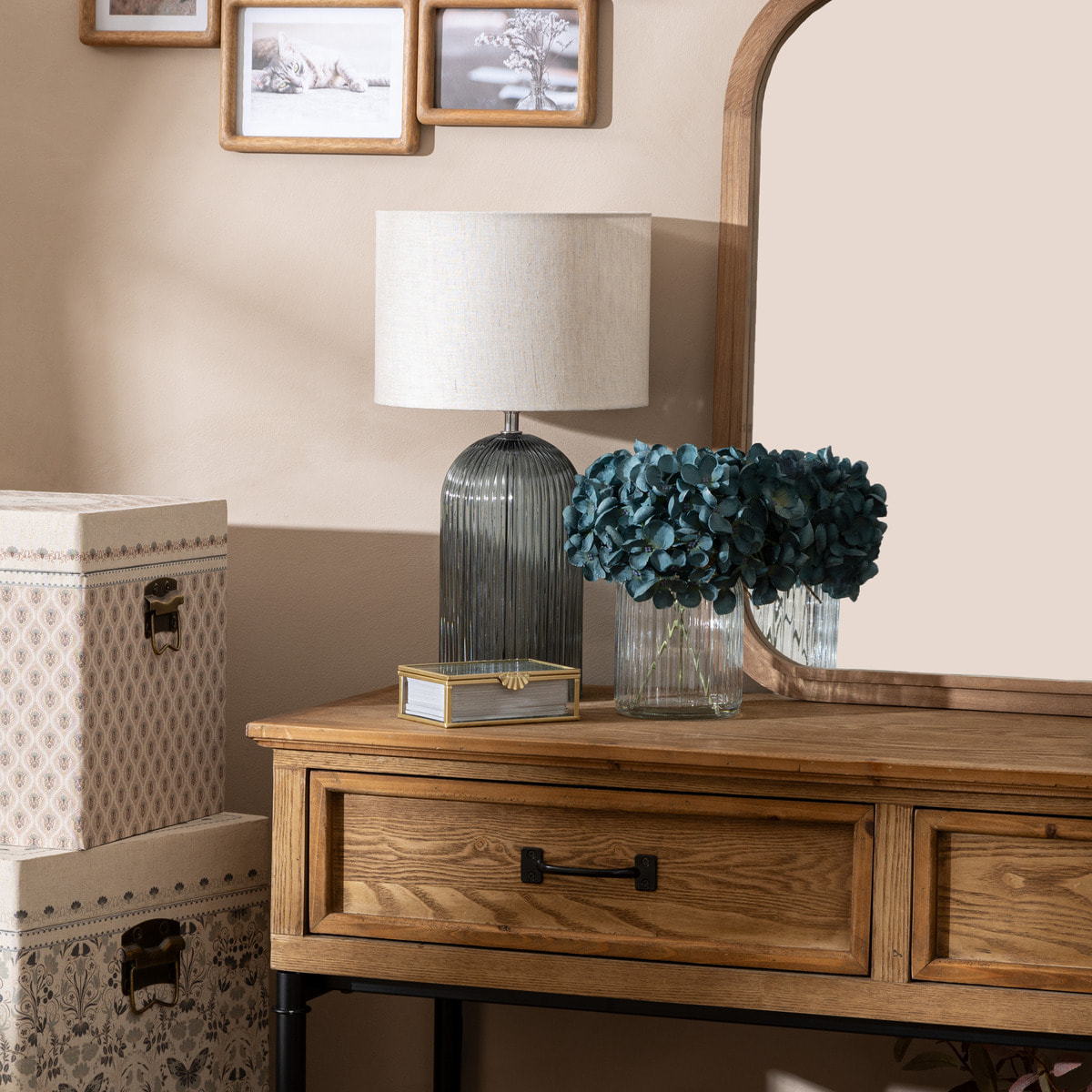 Lampe à poser Mati verre bleu H42cm