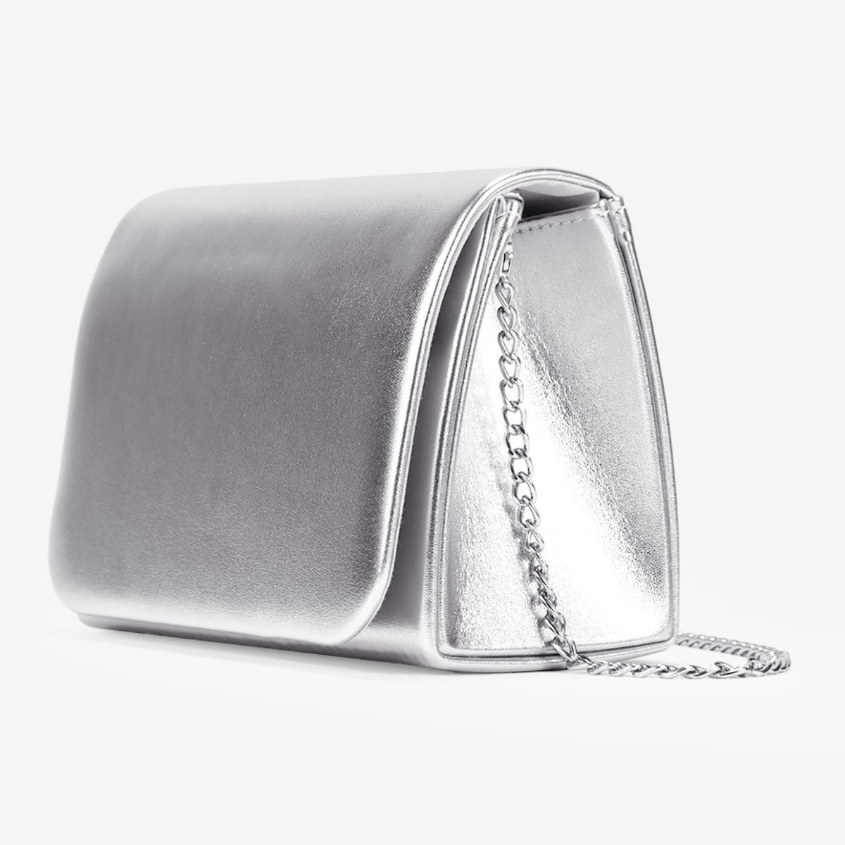 Bolso de fiesta plateado con solapa