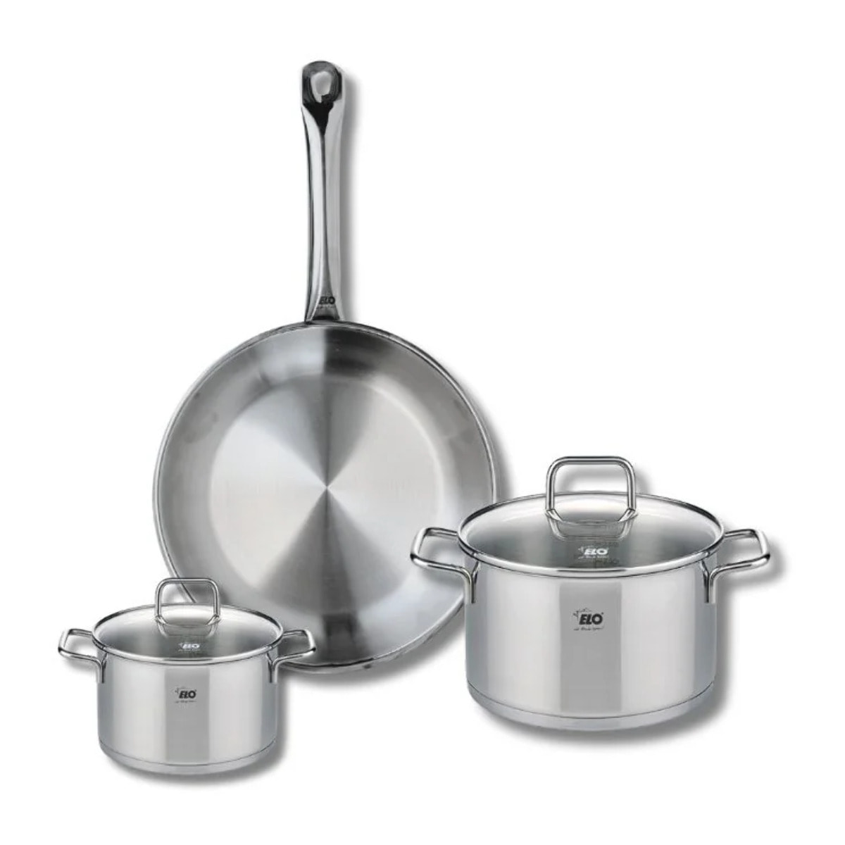 Ensemble de 1 Poêle de cuisson 24 cm et 2 faitouts 12 et 16 cm Elo Profi Citrin