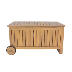 Coffre de jardin bois d'acacia avec roulettes 119L KIVO