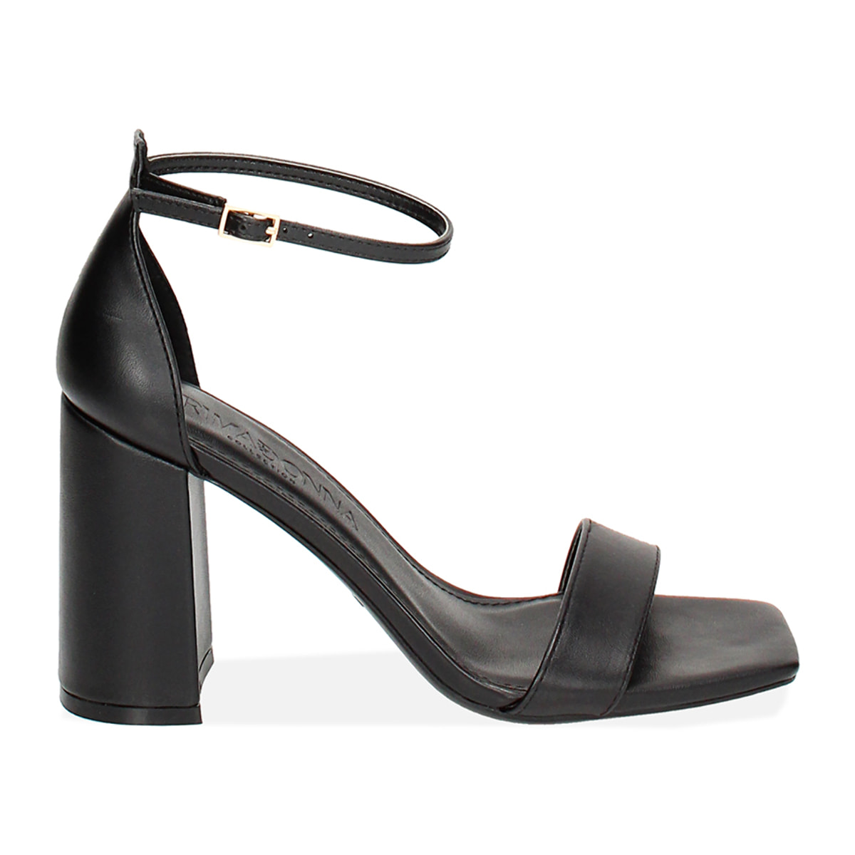 Sandali neri, tacco largo 10 cm