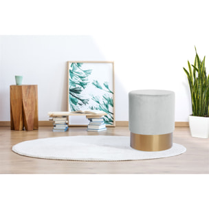 Pouf contenitore Nano in velluto rosa antico e base dorata