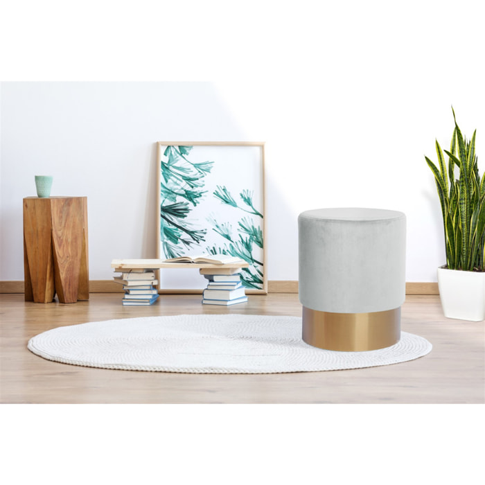 Pouf contenitore Nano in velluto rosa antico e base dorata