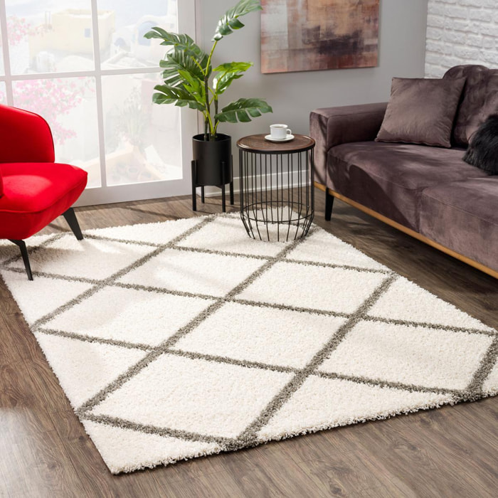 Tapis longs poils shaggy tissé motif scandinave DAMU