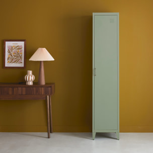 Armoire chambre en acier vert clair. 4 espaces de rangement. casier