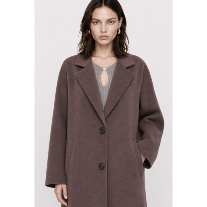 Kocca - Cappotto lungo da donna in lana con collo a revers Donna