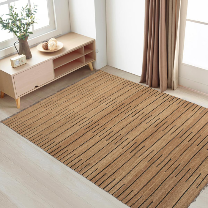 Tapis Kilim Radu tissé à la main en jute avec des lignes