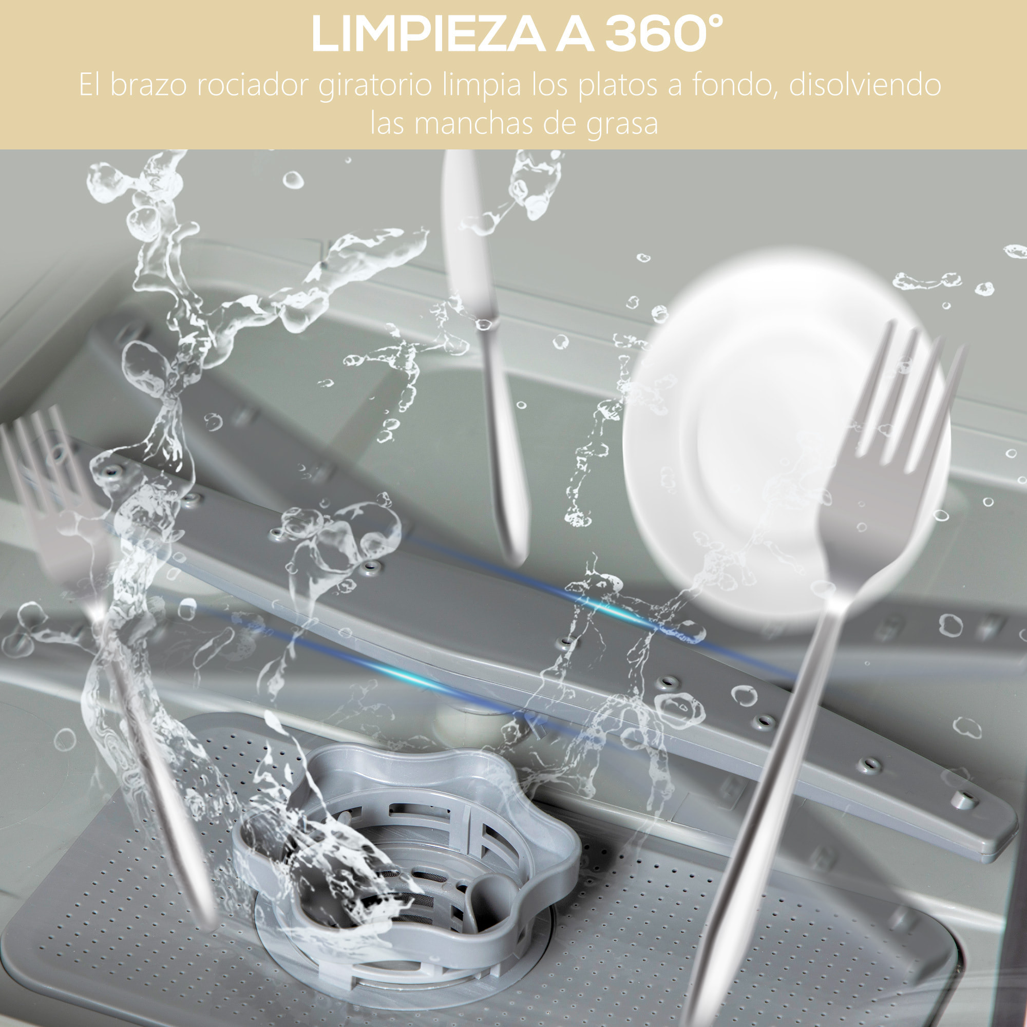 Lavavajillas de Encimera Lavavajillas Pequeño con 5+1 Programas Depósito de Agua de 6L Dos Modos de Suministro de Agua ECO Pantalla LED para Cocina Apartamentos