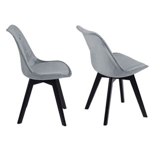 Lot de 2 chaises en velours NORA grises avec coussin