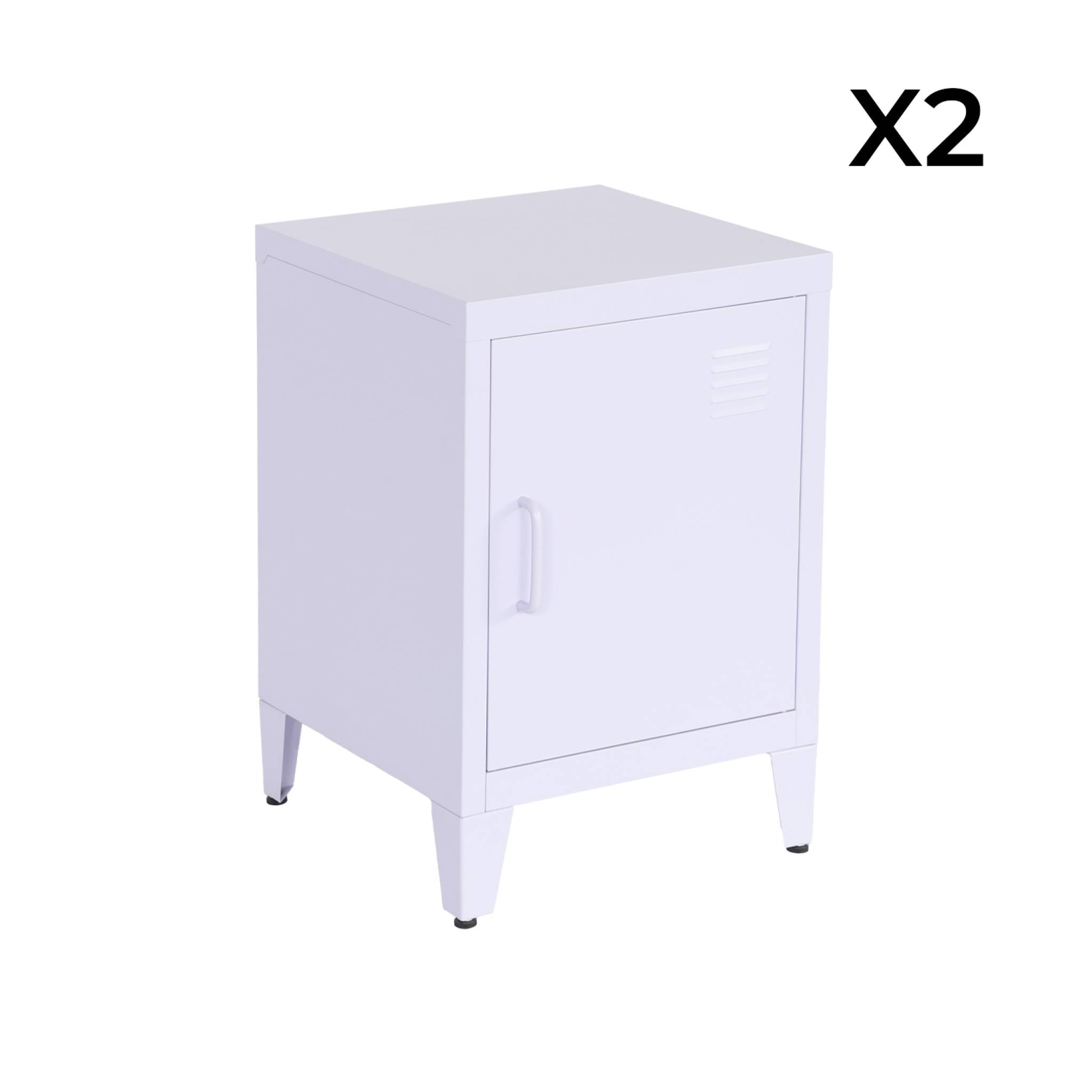 Table de chevet industrielle métal 1 porte (lot de 2) SOHO