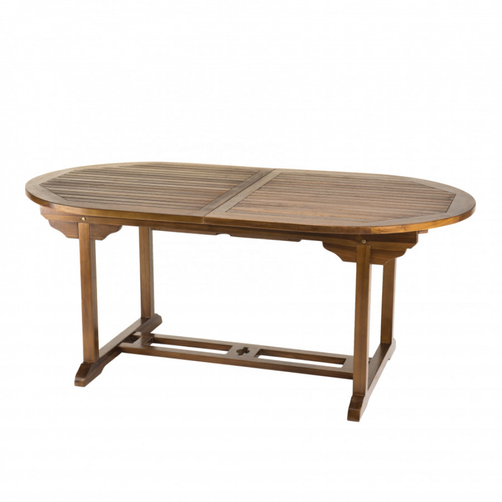 HANNA - Table de jardin 8/10 personnes - table ovale extensible 180/240x100cm en bois teck huilé