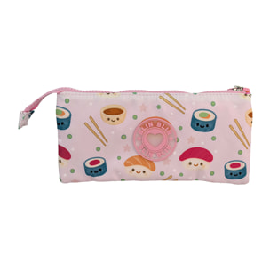 Estuche Triple Blin Blin Sushi. Interior totalmente forrado. Detalle de logo en goma.