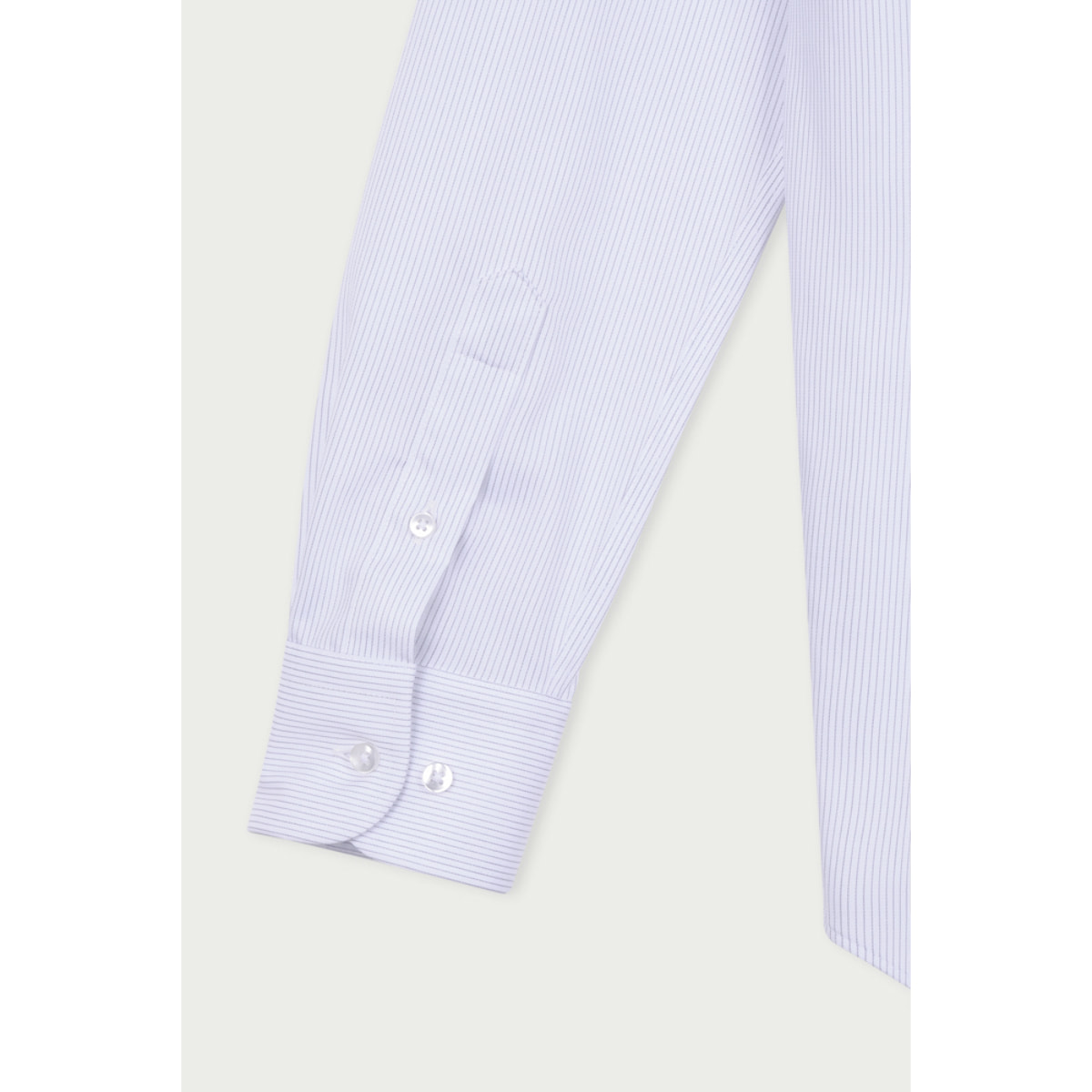 Camicia Uomo 1 Bottone Francese Slim No Iron Riga Stretta Bianco/Grigio Chiaro