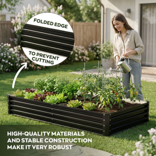 Hatake - Letto per Orto rialzato Rettangolare da Esterno 180x90x30 cm in Acciaio Inox Nero
