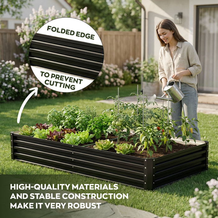 Hatake - Letto per Orto rialzato Rettangolare da Esterno 180x90x30 cm in Acciaio Inox Nero