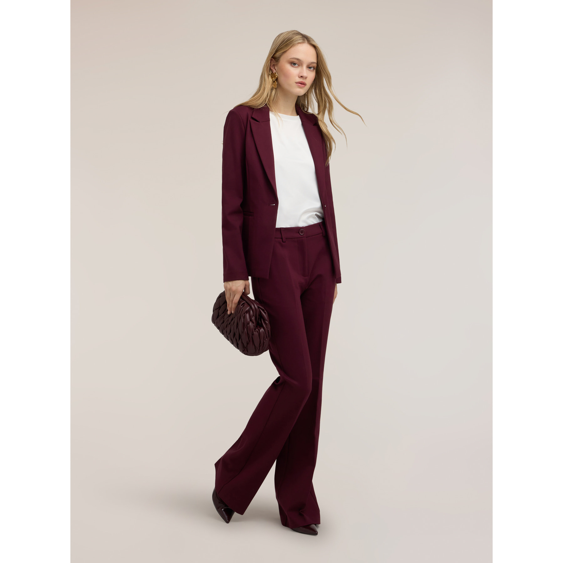 Motivi - Blazer monopetto in punto milano - Bordeaux