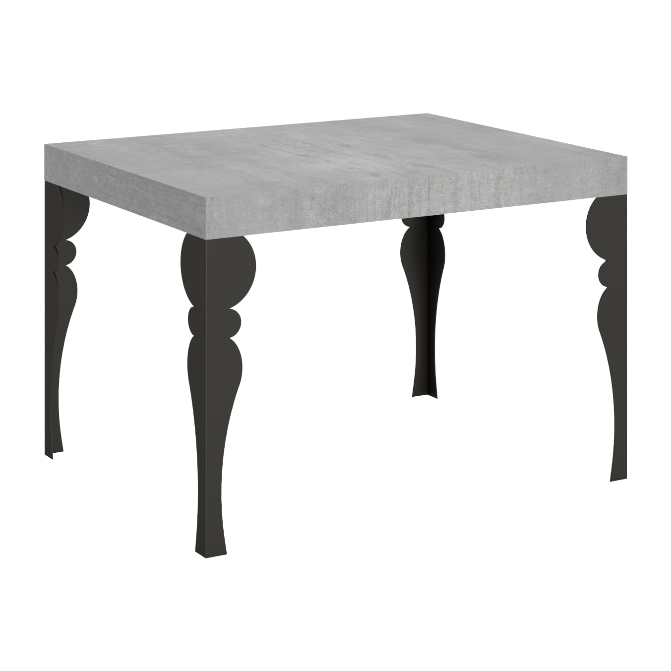 Table extensible 70x110/194 cm Paxon Gris Béton cadre Anthracite