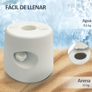 Pack de 4 Pesos para Carpas Plegables Soportes Rellenables con 9,5 kg de Agua o 12 kg de Arena Pesos para Cenador con Perillas de Fijación Ø24x25,5 cm Blanco