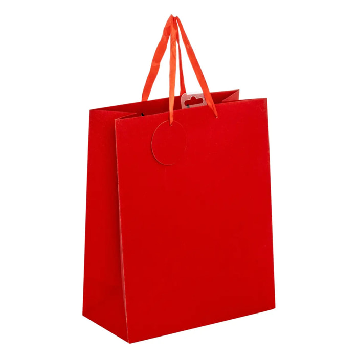Sac cadeau paillettes taille moyenne rouge