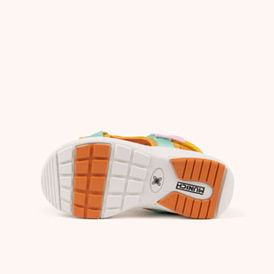 MUNICH MINI YOYO 02 Sandalia deportiva infantil en tonos amarillos, menta y rosa con triple ajuste