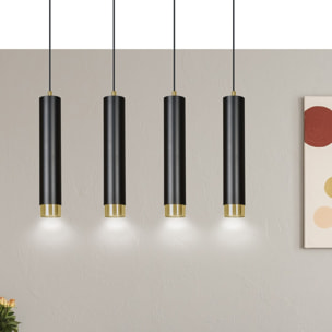 Lampada a sospensione KIBO in acciaio nero opaco e oro