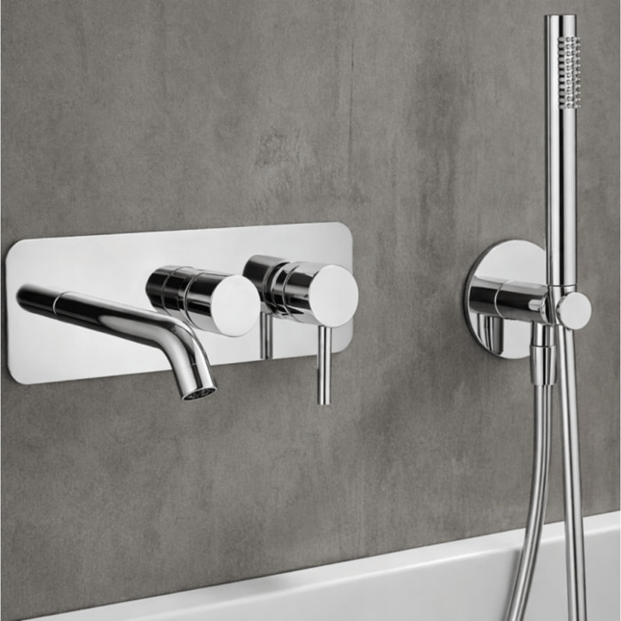 Mitigeur bain douche mécanique mural + douchette 1 jet + corps encastré PAINI Cox chromé