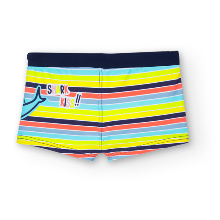 Bañador listado niño bebé estampado, rayas, azul marino