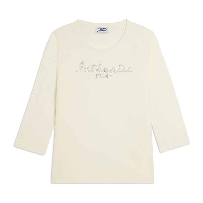 T-shirt manica 3/4 "Authentic" con logo FREDDY in strass