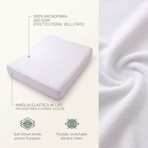 Coprimaterasso Intrecci Impermeabile in Microfibra Coral Effetto Vellutato con Rivestimento PU